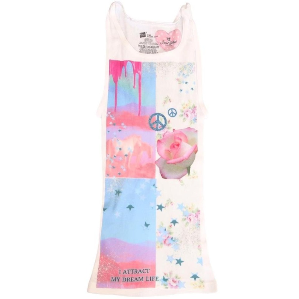 coquette y2k baby tee attract my dream life rose peace tank size XS